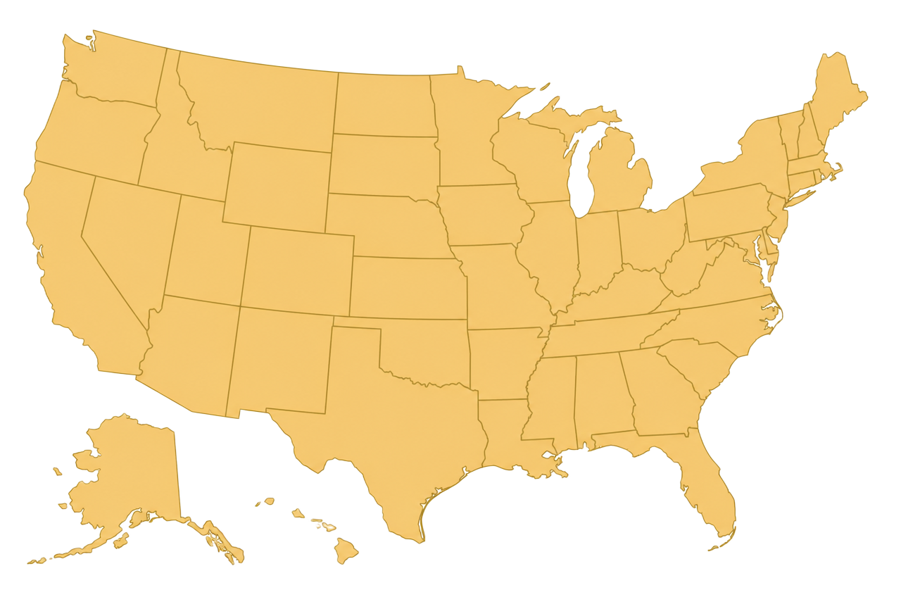 Map of the United States showing nationwide home service broker coverage